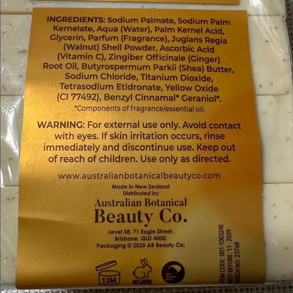 NATURAL INFUSION GINGER VITAMIN C SHEA BUTTER BRIGHTENING NOURISHING SOAP X 5